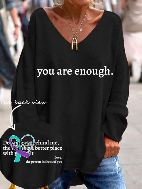 Women’s You Are Enough Dear Person Behind Me Print T-Shirt Black / S