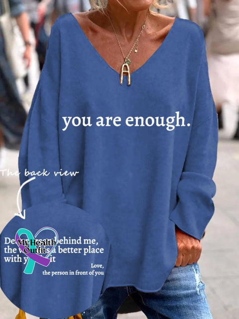 Women’s You Are Enough Dear Person Behind Me Print T-Shirt Blue / S
