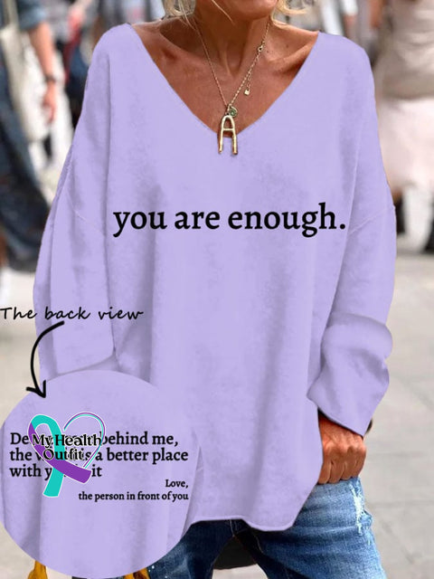 Women’s You Are Enough Dear Person Behind Me Print T-Shirt Purple / S