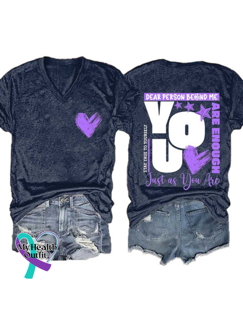 Women’s You Are Enough Just As You Are V-neck Casual T-Shirt Blue / S