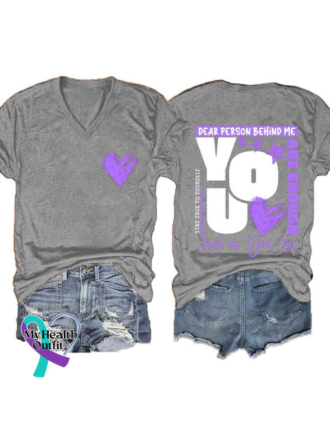 Women’s You Are Enough Just As You Are V-neck Casual T-Shirt Grey / S