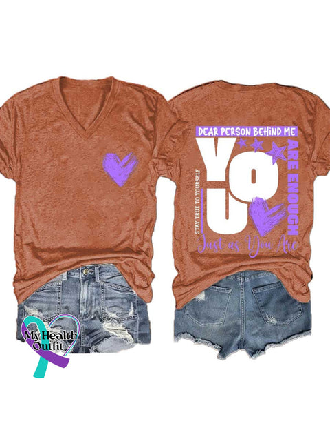 Women’s You Are Enough Just As You Are V-neck Casual T-Shirt Orange / S