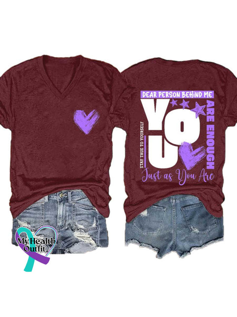 Women’s You Are Enough Just As You Are V-neck Casual T-Shirt Red / S