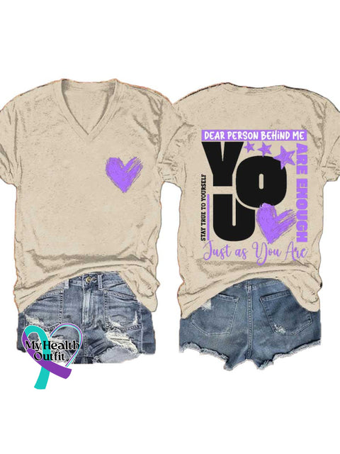 Women’s You Are Enough Just As You Are V-neck Casual T-Shirt Sand / S