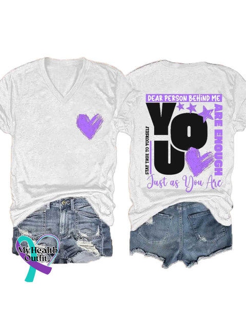 Women’s You Are Enough Just As You Are V-neck Casual T-Shirt White / S
