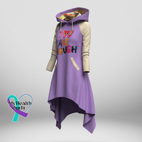 Women’s You Are Enough Mental Health Raglan Sleeve Hooded Knit Dress With Pockets