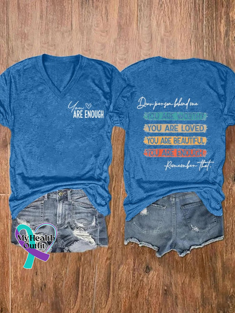 Women’s You Are Enough Printed Casual T-Shirt Blue / S