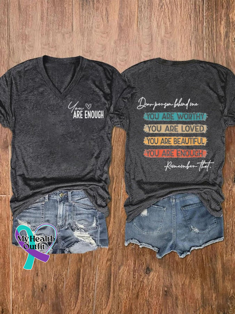Women’s You Are Enough Printed Casual T-Shirt Dark Grey / S