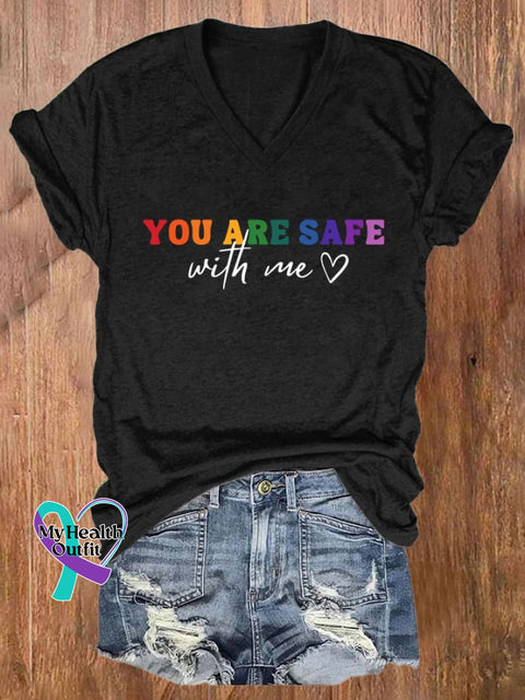 Women’s You Are Safe With Me Print T-Shirt Black / S