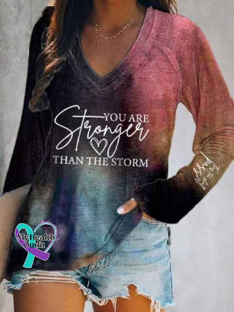 Women’s You Are Stronger Than All Storms Sweatshirt Casual Positive Inspirational Jesus