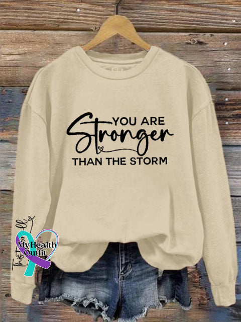 Women’s You Are Stronger Than The Storm Printed Casual Sweatshirt Apricot / S
