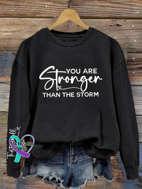 Women’s You Are Stronger Than The Storm Printed Casual Sweatshirt Black / S