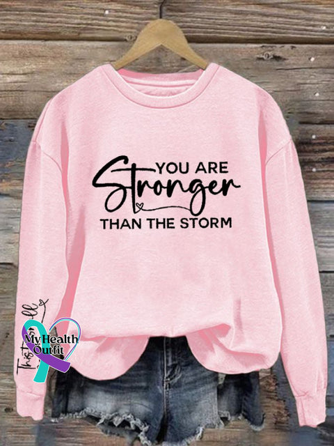 Women’s You Are Stronger Than The Storm Printed Casual Sweatshirt Pink / S