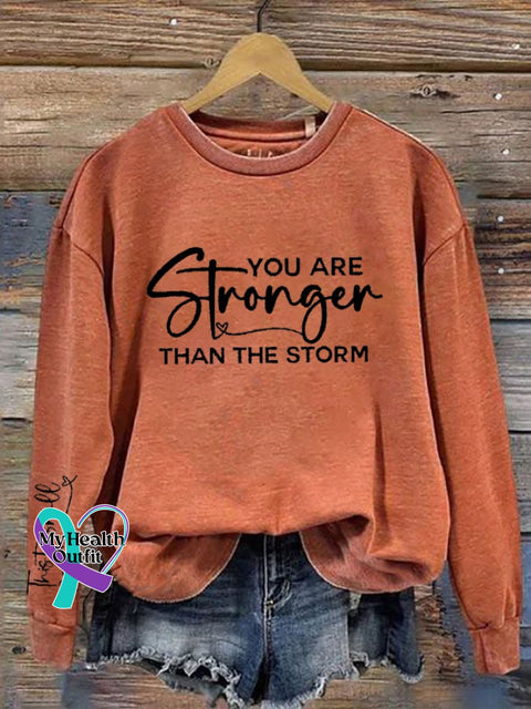 Women’s You Are Stronger Than The Storm Printed Casual Sweatshirt Pumpkin Orange / S