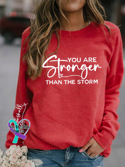 Women’s You Are Stronger Than The Storm Printed Casual Sweatshirt Red / S