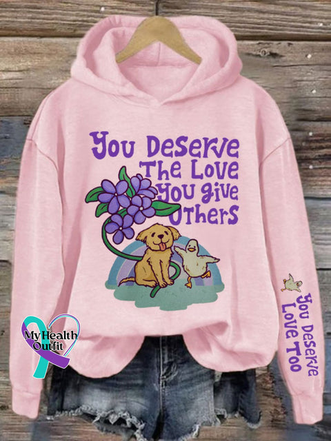 Women’s You Deserve The Love Give Others Mental Health Printed Sweatshirt Light Pink / S