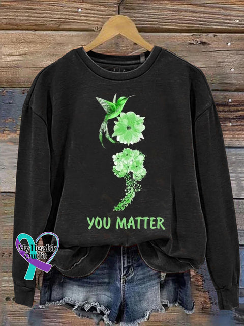 Women’s You Matter Cancer Awareness Art Print Casual Sweatshirt Black / S
