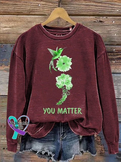 Women’s You Matter Cancer Awareness Art Print Casual Sweatshirt Red / S