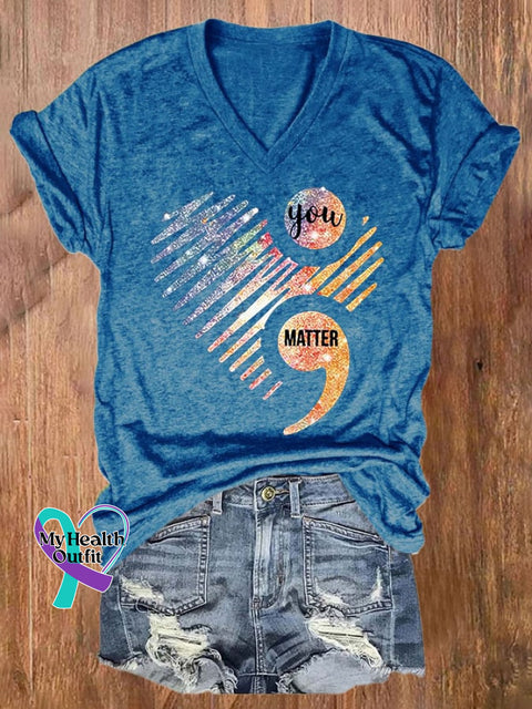 Women’s You Matter Print T-Shirt Blue / S