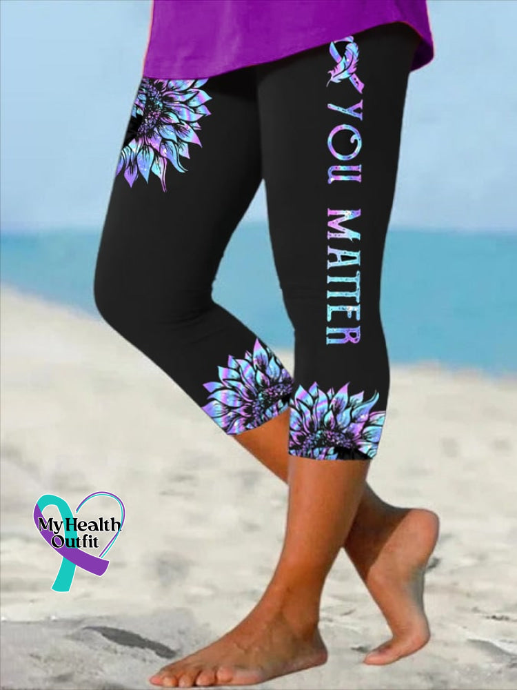 Women’s You Matter Suicide Prevention Awareness Print Casual Leggings As Shown / S