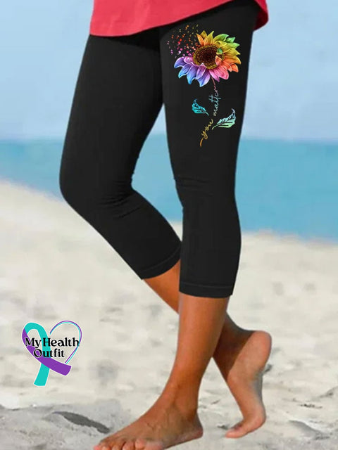 Women’s You Matter Sunflower Print Leggings Black / S