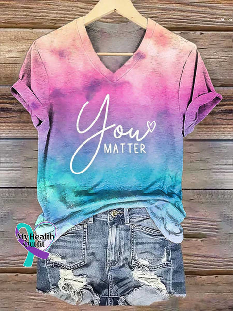 Women’s You Matter V-neck Casual T-Shirt Multicolor / S