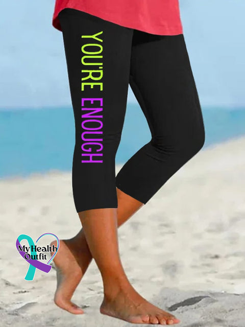 Women’s You Matter You’re Enough Mental Health Cropped Leggings Mental-Health-Awareness