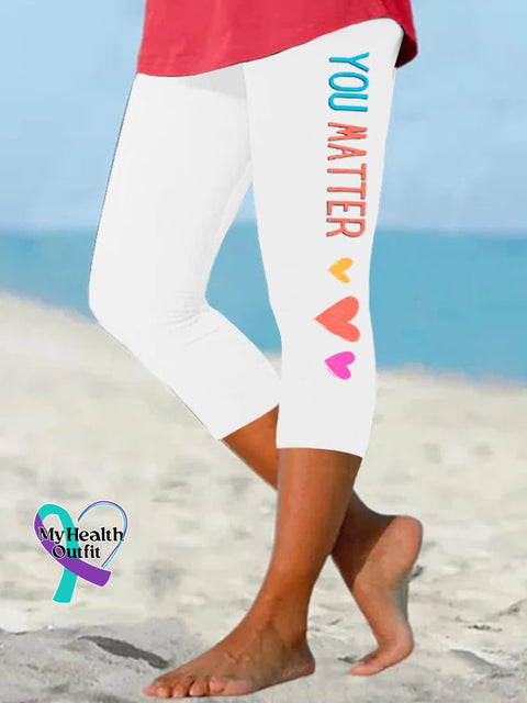 Women’s You Matter You’re Enough Mental Health Cropped Leggings White / S Mental-Health-Awareness
