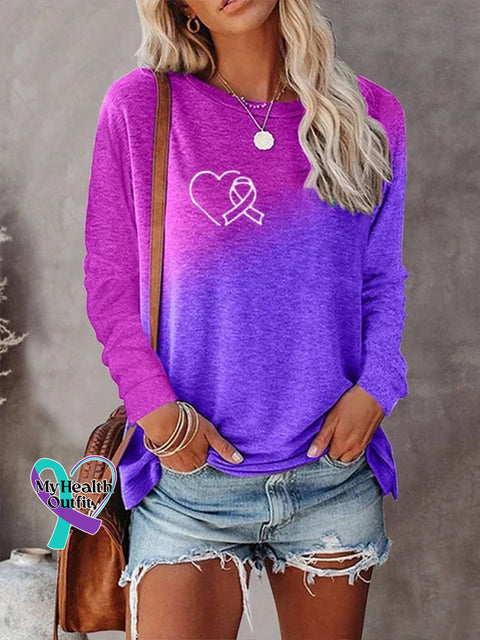 Women’s You May Not Remember Alzheimer Awareness Butterfly Heart Gradient Long-Sleeve T-Shirt