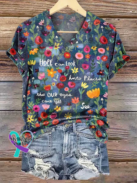 Women’s Your Kindness Will Change Someone’s World. V-neck Casual T-Shirt Multicolor / S