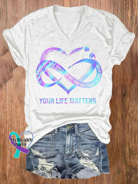 Women’s Your Life Matters-Suicide Prevention Awareness T Shirt White / S