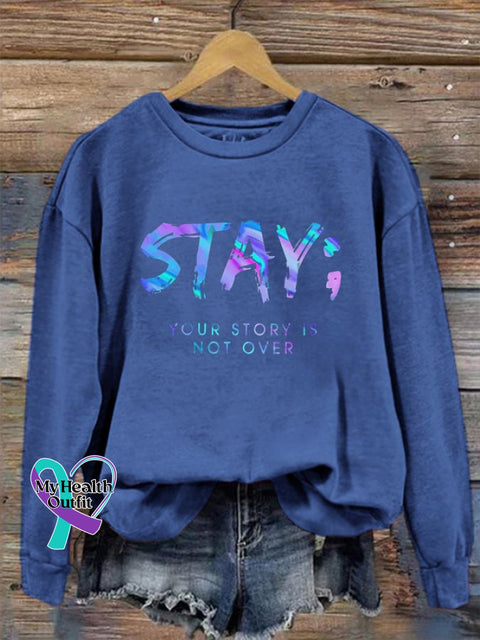 Women’s Your Story Isn’t Over Yet Print Crew Neck Sweatshirt Blue / S