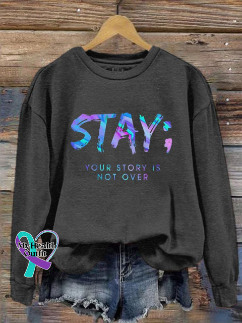 Women’s Your Story Isn’t Over Yet Print Crew Neck Sweatshirt Dark Grey / S