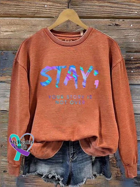 Women’s Your Story Isn’t Over Yet Print Crew Neck Sweatshirt Orange / S