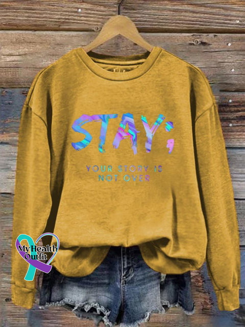 Women’s Your Story Isn’t Over Yet Print Crew Neck Sweatshirt Yellow / S