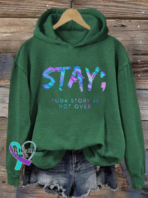 Women’s Your Story Isn’t Over Yet Print Hoodie Dark Green / S