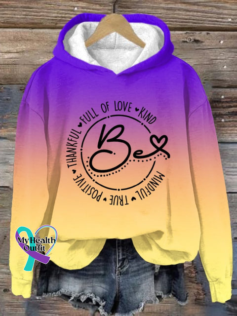 Women’sbe Mindful True Positive Thankful Full Of Love Kind Print Long Sleeve Hoodie As Shown / S