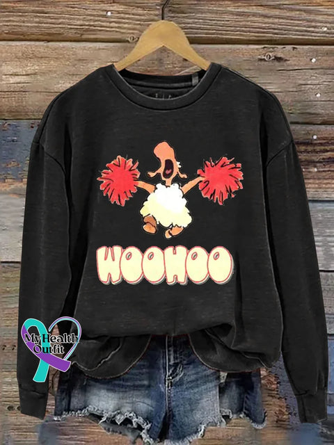 Woohoo Art Print Casual Sweatshirt Black / S