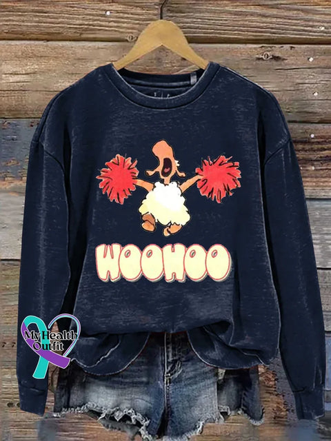 Woohoo Art Print Casual Sweatshirt Blue / S