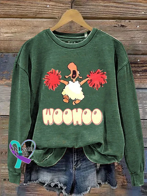 Woohoo Art Print Casual Sweatshirt Green / S