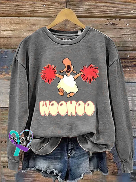 Woohoo Art Print Casual Sweatshirt Grey / S