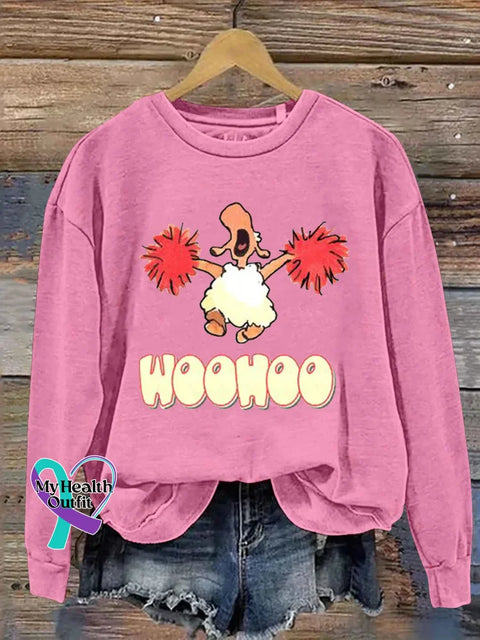 Woohoo Art Print Casual Sweatshirt Pink / S