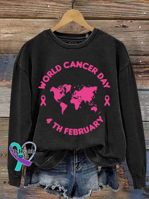 World Cancer Day Art Print Pattern Casual Sweatshirt Black / S