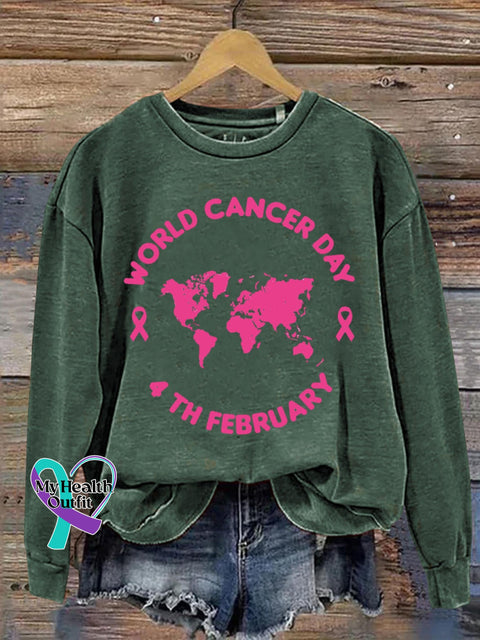 World Cancer Day Art Print Pattern Casual Sweatshirt Green / S