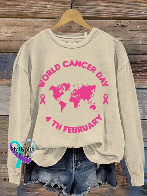 World Cancer Day Art Print Pattern Casual Sweatshirt Sand / S