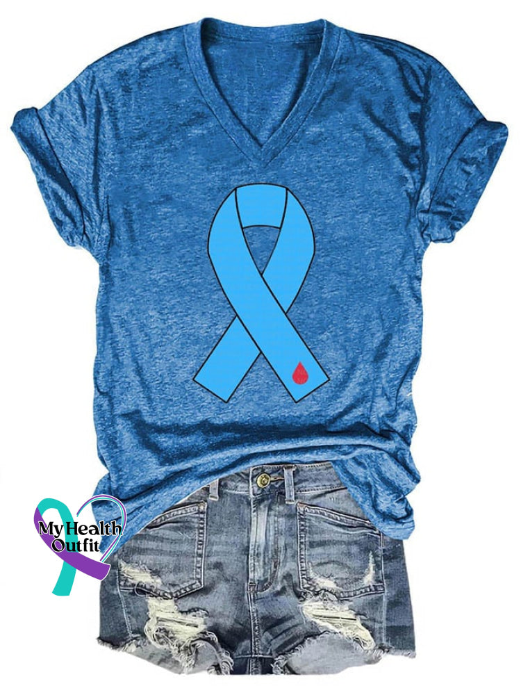 World Diabetes Day Printed Casual T-Shirt Blue / S