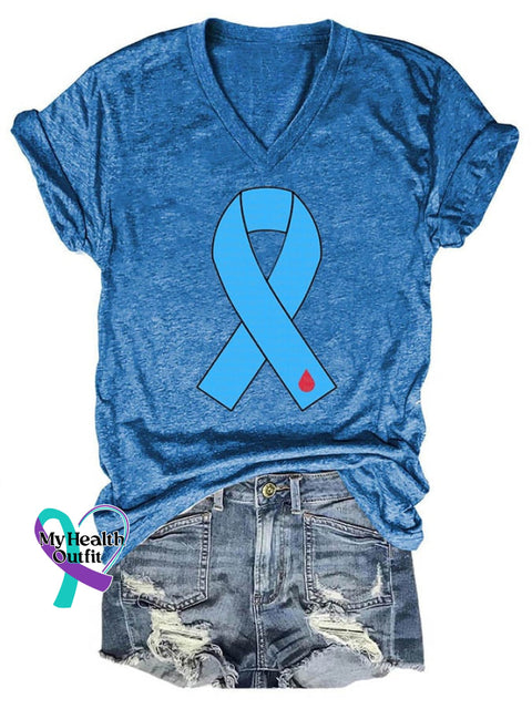 World Diabetes Day Printed Casual T-Shirt Blue / S