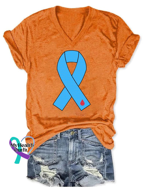 World Diabetes Day Printed Casual T-Shirt Orange / S