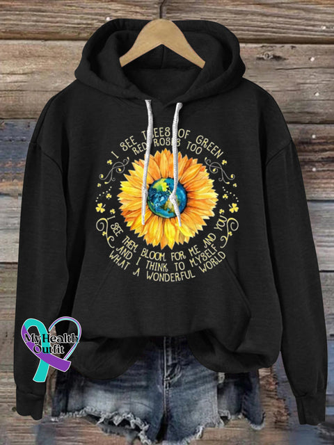 World Peace Hooded Casual Long Sleeve Sweatshirt Black / S