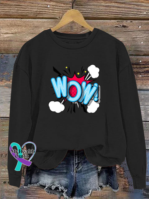 Wow Crew Neck Long Sleeve Sweatshirt Black / S